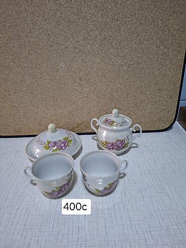 Наборы посуды: Набор столовой посуды и салатников. Фарфор «ЗИК» (белый с золотой — 18