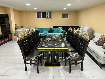 ders masa: Qonaq otağı üçün, Yeni, Açılmayan, Oval masa, 6 stul — 5