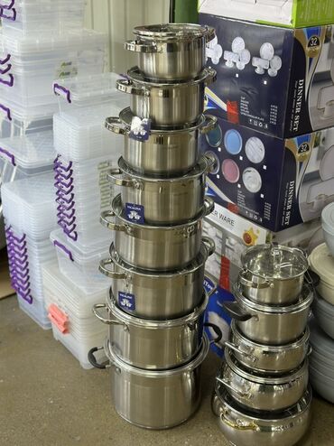 набор посуды люминарк 19 предметов: Набор кастрюль Vicalina VL-285 из нержавеющей стали - Материал