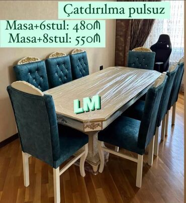 стол барный: Для гостиной, Новый, Нераскладной, Прямоугольный стол, 6 стульев, Азербайджан