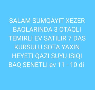 sumqayitda ucuz heyet evleri: 3 otaqlı, 110 kv. m, Yeni təmirli