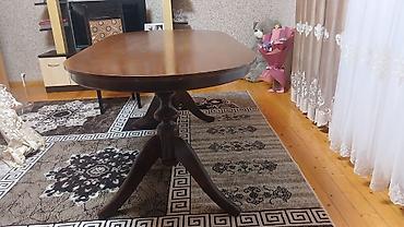 rəhbər stolu: Taxta yemək masası - Forma: oval üst - Material: bərk ağac, tünd — 6