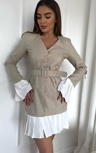 brojj: Elegantna ženska košulja-haljina sa pojasom - Model: košulja-haljina — 1