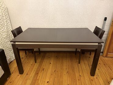 Qab-qacaq və mətbəx ləvazimatları: Qonaq otağı üçün, İşlənmiş, Açılan, Dördbucaq masa, 6 stul