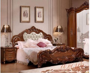 спальный гарнитур италия дерево: Спальный гарнитур, Двуспальная кровать, Дерево, цвет - Коричневый