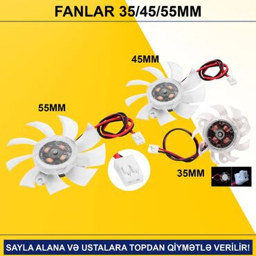 Sərt disklər (HDD): Fan “35/45/55mm 12v 2pin” SAYLA ALANA VƏ USTALARA TOPDAN QİYMƏTLƏ