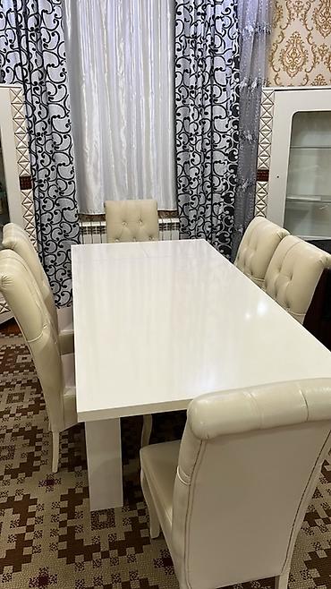 stol stullarin satisi: Qonaq otağı üçün, İşlənmiş, Açılan, Dördbucaq masa, 6 stul — 1