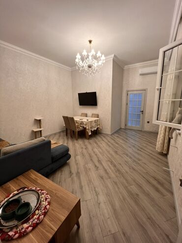 Uzunmüddətli kirayə mənzillər: 4 otag - Zal: Geniş və işıqlı otaq, kristal lüstrlü asma tavan — 4