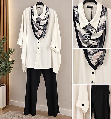 Elegantna dvodelna ženska kombinacija – košulja, pantalone i ukrasna