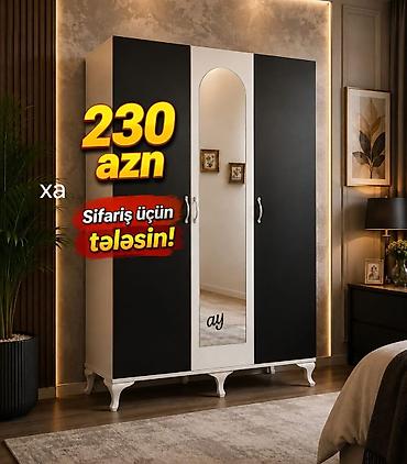 ucuz dolap: Üç qapılı paltar şkafı – müasir dizayn - Qiymət: 230 AZN (şəkildə — 1