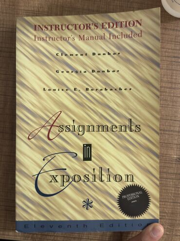 Digər kitablar və jurnallar: Kitab “Assignments in Exposition (Instructor’s Edition, Eleventh lalafo.az -da Digər kitablar və jurnallar: Kitab “Assignments in Exposition (Instructor’s Edition, Eleventh