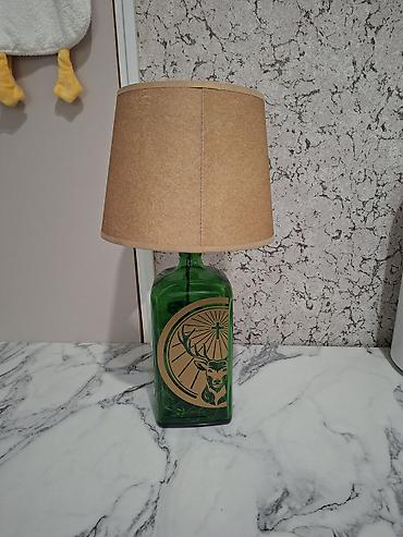 sunset lamp: Настольная лампа-ночник с абажуром на базе из зеленой стеклянной — 4