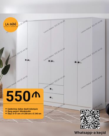 Divanlar: Yeni, Açılan, 4 qapılı Düz dolab, Qarderob, paltar dolabı, Azərbaycan