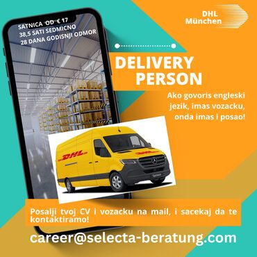 original l: DHL posao u Nemačkoj DELIVERY PERSON Ako govoriš nemački ili engleski