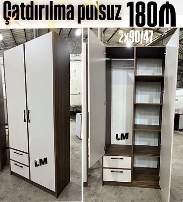 aze sekis: İkiqapılı paltar dolabı - Rəng: ağ fasad + qoz rəngli korpus - Ölçü — 1