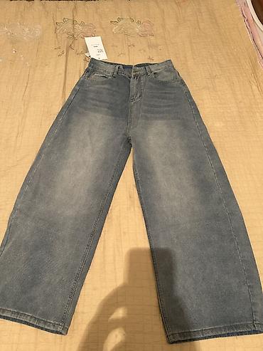 Джинсы, Трубы, Высокая талия, Вареные, L