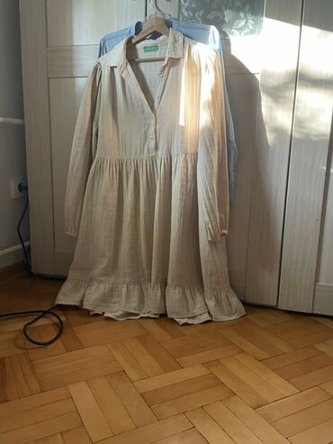 Dresses: Benetton L (EU 40), color - Beige, Long sleeves