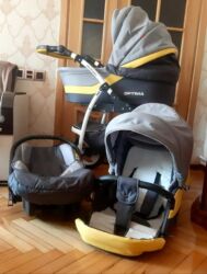 купить детскую коляску бу: MilOptimal kaleska qiymeti 180man Teze kimidi 3 hisselidi yataq