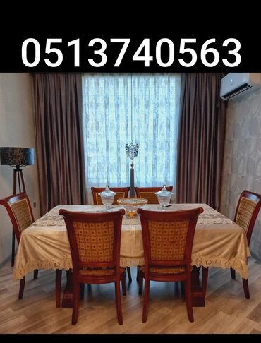 Yemək masaları, oturacaqları: Masa desti 8 stul stul tecılı köçlə bağlı satılır.Qiymeti 290