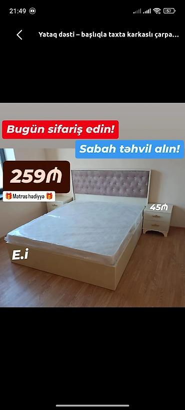 2 el mebiler: İkinəfərlik çarpayı, Tumba, Yeni — 1