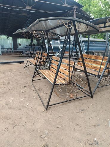 Садовые качели: Садовые качели Металл, Со спинкой, С крышей — 4