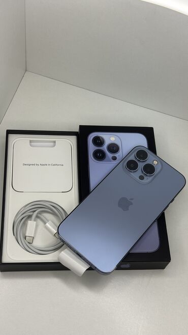 Apple iPhone: IPhone 13 Pro, Б/у, 128 ГБ, Sierra Blue, Чехол, Кабель, Коробка, 79 %