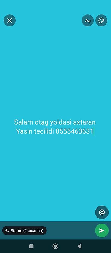 çapayevde kiraye evler: Özüne kim otag yoldasi axtarsa yazsin — 1
