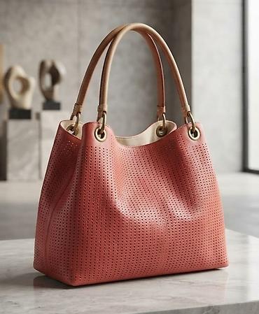 ralph lauren kais: Ženska torba – perforirana koža, koralno/terakota nijansa - — 1