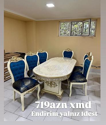 masa dəsti: Klassik üslubda yemək otağı dəsti. Tərkibi: - 1 ədəd böyük oval stol — 1