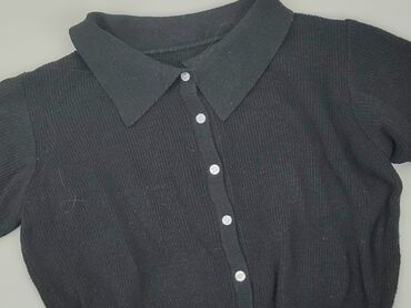 czarne t shirty w serek damskie: Top M (EU 38), condition - Good