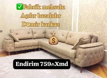 Masa və oturacaq dəstləri: Künc divan, Yeni, Açılan, Bazalı