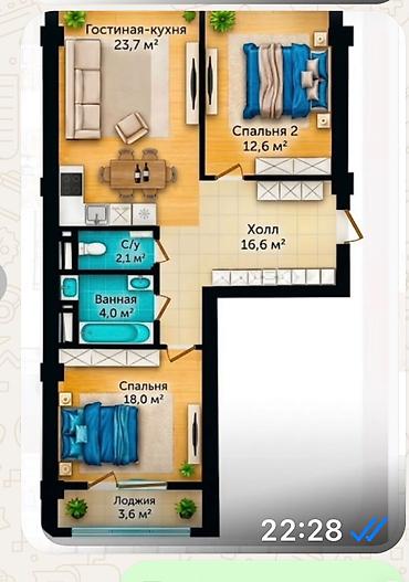 Продажа квартир: 2 комнаты, 90 м², 7 мкр Элитка, 9 этаж — 7