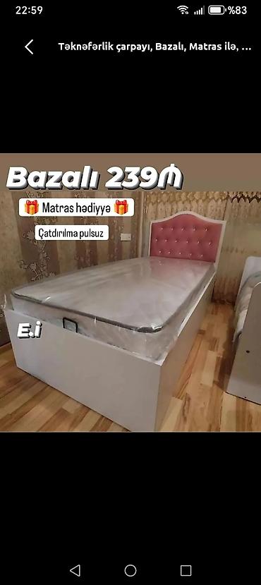 sade mebeller: Yeni, Təknəfərlik çarpayı, Bazalı, Matras ilə — 1