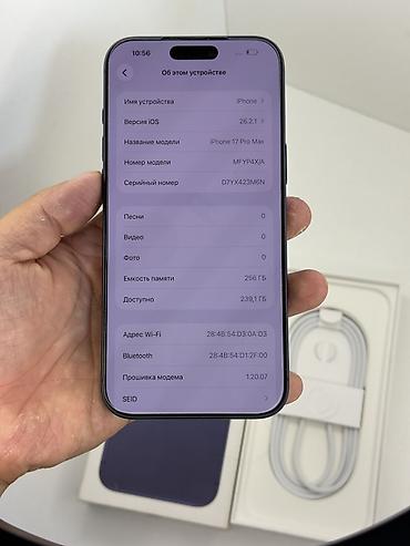 watch 10: IPhone 17 Pro Max, Б/у, 256 ГБ, Синий, Кабель, Коробка, 100 % — 3