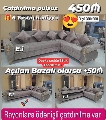 divanlar lalafo: Künc divan dəsti – ölçü 280x200 sm. Material: fabrik malı, qupka — 1