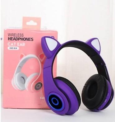 bass: Bluetooth slušalice mačje uši b39 ljubičaste. bluetooth slušalice — 1