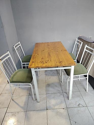 divan satisi ucuz: Mətbəx/dining dəsti – 1 masa + 4 stul - Masa: düzbucaqlı forma, təbii — 1