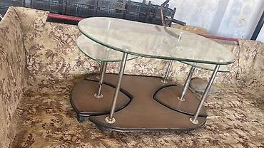stol metbex: Şüşə üstlü salon masası - İkiqat şüşə səth: yuxarıda oval formalı — 1