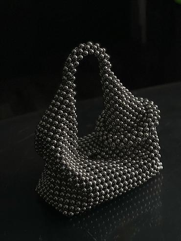 серебряные: Сумка из декоративных бусин ручной работы - Необычный дизайнерский — 8