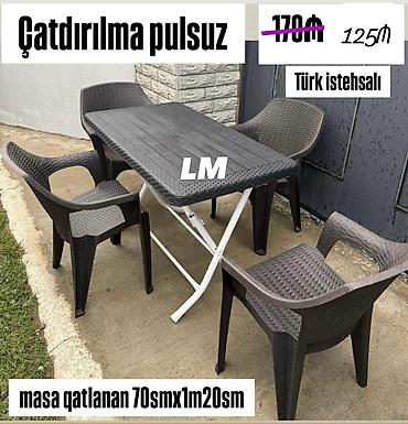 plastik stullar: Kvadrat masa, Qonaq otağı üçün, 4 nəfər — 1