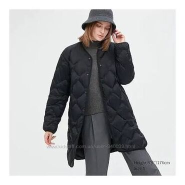 uniqlo куртка женская зимняя: Пуховик, Узун модель, Кабып тигилген, Ультра жеңил, S