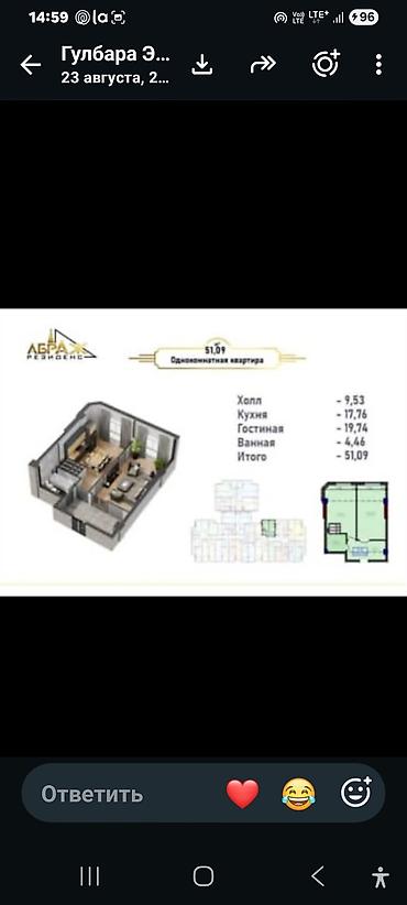 o store: 1 комната, 51 м², Фрунзе мкр., Элитка, 4 этаж, ПСО (под самоотделку) — 1
