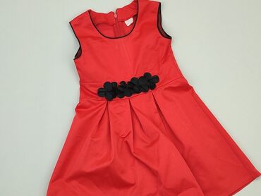 czerwona sukienka z bufiastymi rękawami: Dress, 7 years, 116-122 cm, condition - Good
