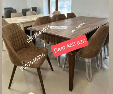 Masa və oturacaq dəstləri: Qonaq otağı üçün, Yeni, Açılan, Dördbucaq masa, 6 stul — 2