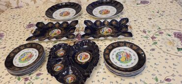 Nahar dəstləri və servizlər: Nahar dəsti, rəng - Göy, Farfor — 17