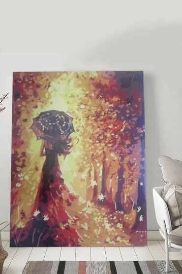 Şəkillər, tablolar: Rəsm "payız meşəsində qız"