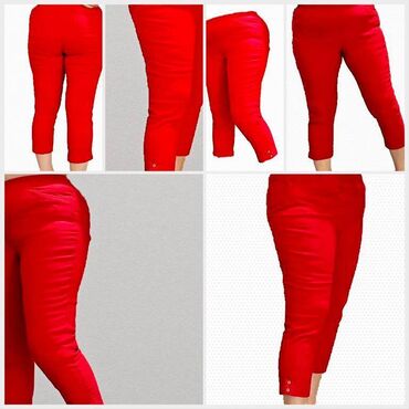 брюки стрейч мужские: Брючки капри - красные, размер 50 -52, стрейч