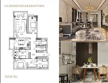 Продажа квартир: 4 комнаты, 156 м², Элитка, 4 этаж, ПСО (под самоотделку) — 4