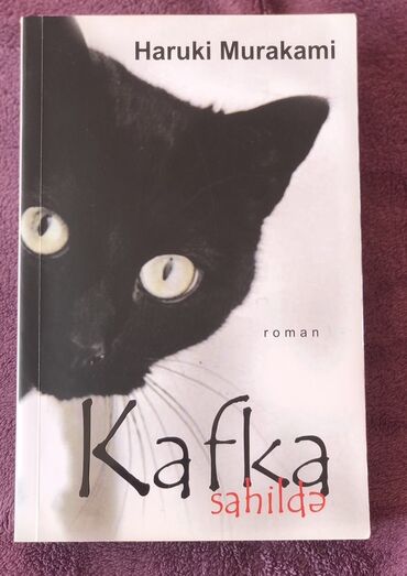 Haruki Murakaminin "Sahildə Kafka" romanı. Kitabın üz qabığında qara