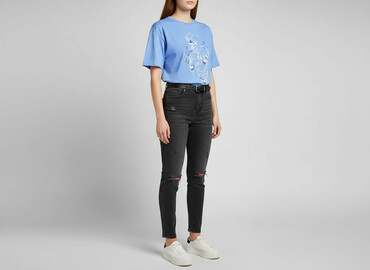 smog relaxed fit t shirt new yorker: Shein, T-shirt damski, rozmiar S